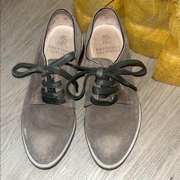 Brunello Cucinelli Gray Suede Loafers